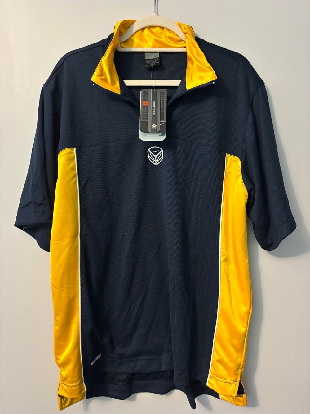 Nike Navy and Yellow Short-Sleeve Athletic Polo